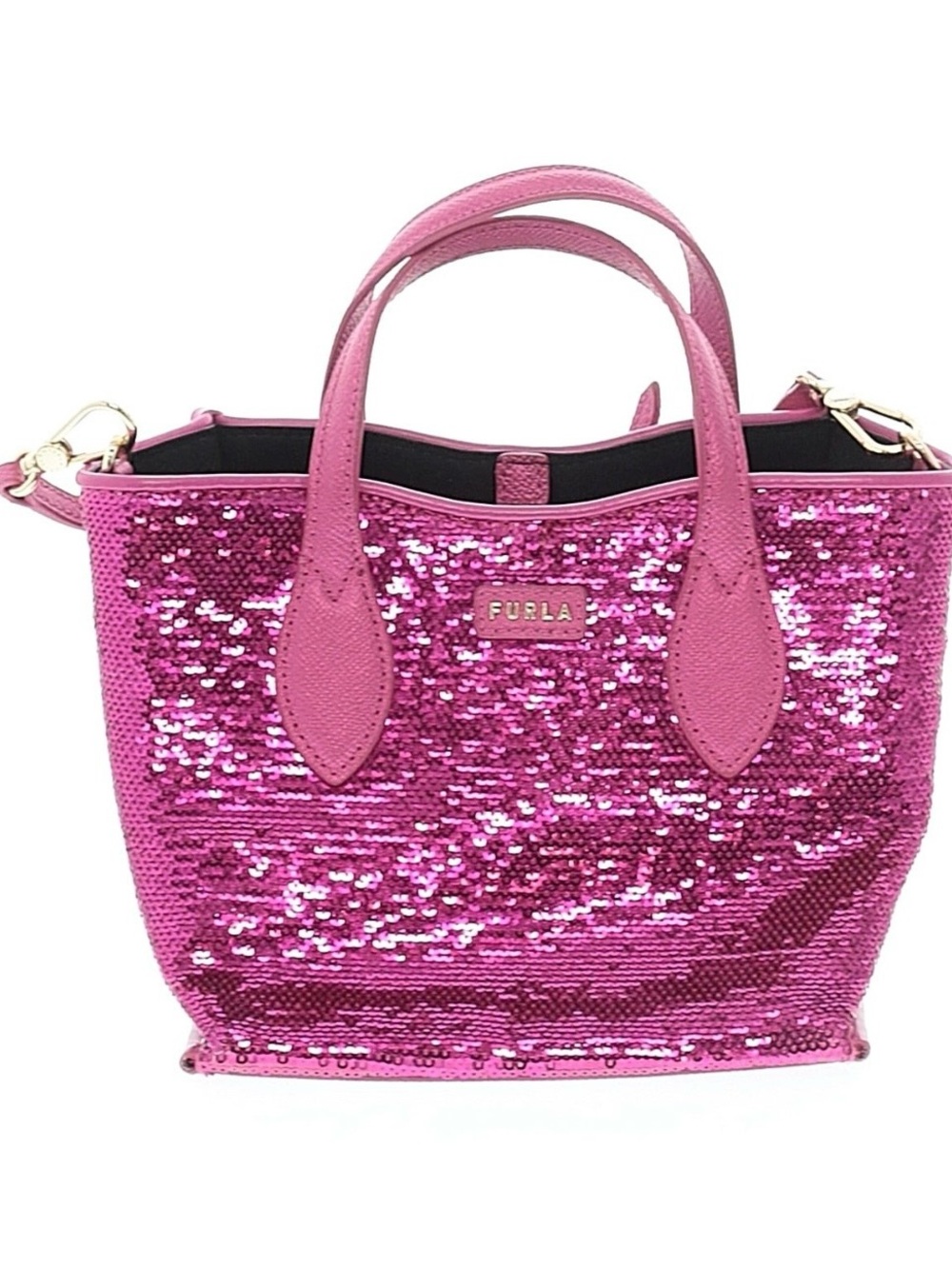 Furla Hot Pink Sequin Tote with Top Handles